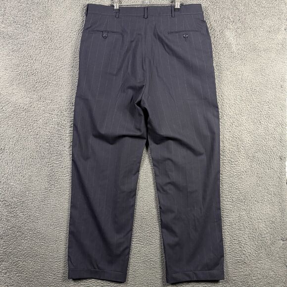 Vtg Polo Ralph Lauren Pants Mens 36x30 Blue Striped Pleated Dress Trousers Wool - Picture 4 of 10